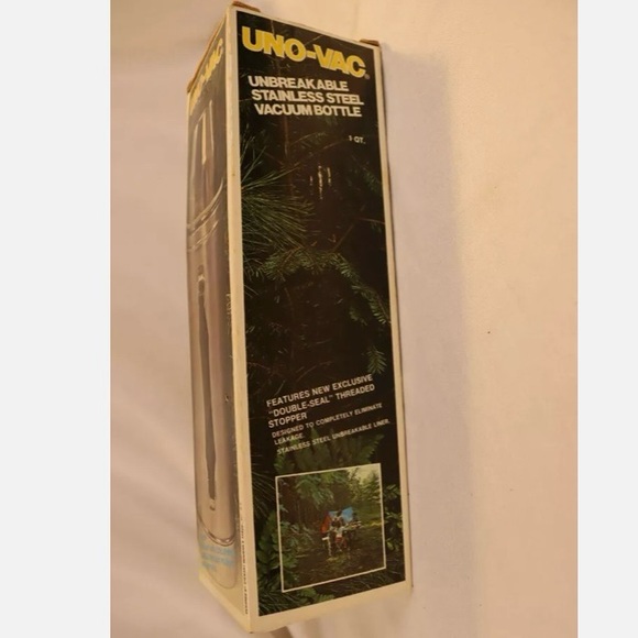 THERMOS VTG Uno-Vac Stainless Steel Vacuum Bottle 1 Qt. WOB UNBREAKABLE CUP TOP - Picture 10 of 16